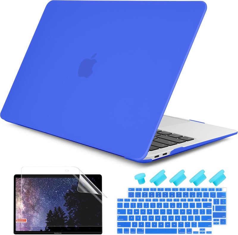 DONGKE Compatible with MacBook Air 13 inch Case 2021 2020 2019 2018 Release Model: M1 A2337 A2179 A1932, Matte Hard Case Cover for MacBook Air 13 inch with Retina Display Touch ID - Deep Blue - Image 1